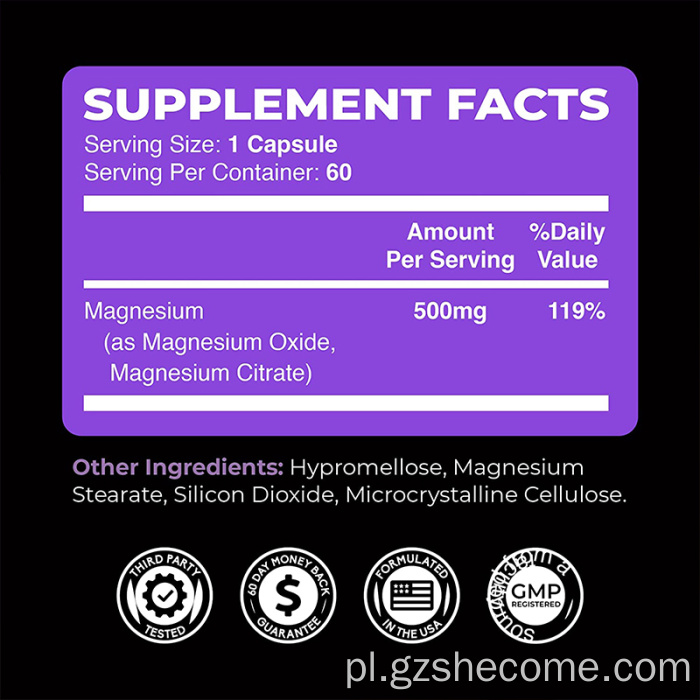 Kapsułki z kompleksu magnezu Magnez Magnesium Funkcja magnezu